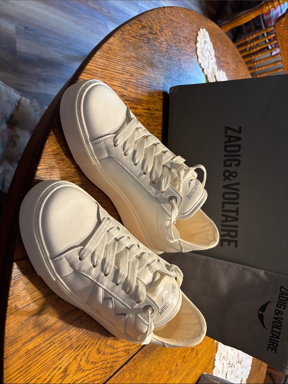 Zadig & Voltaire White Low-Top Leather Sneakers